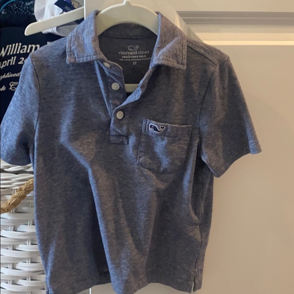 Boys vineyard vines blue heather cotton polo. 3T